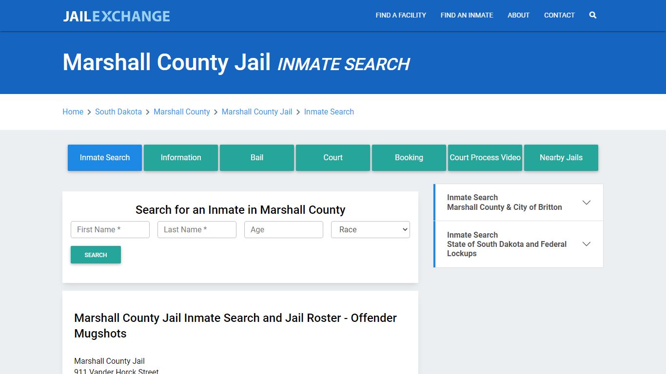 Marshall County Jail, SD Inmate Search: Roster & Mugshots