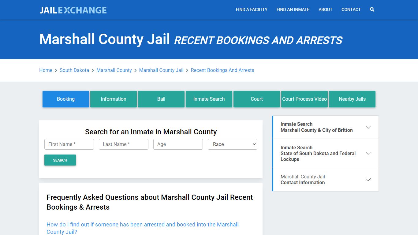 Marshall County Jail Recent Bookings And Arrests - Jail Exchange