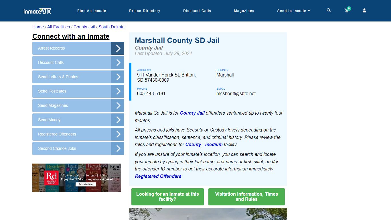 Marshall County SD Jail - Inmate Locator