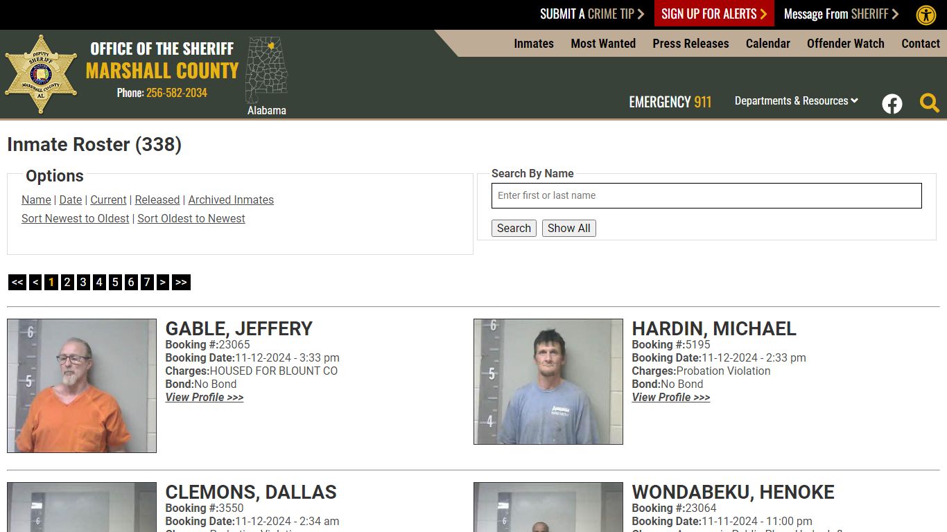 Inmate Roster - Current Inmates Booking Date Descending - Marshall ...